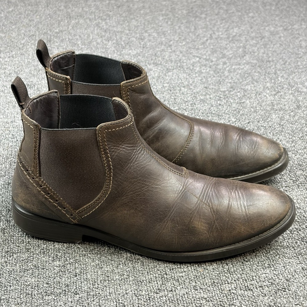 Navyboot Men's EU 43 US 10 Brown Leather Chelsea Ankle Boots Swiss Brand